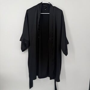 Victoria's Secret Satin Black Robe Womens Size XS/Small Knee Length Bath